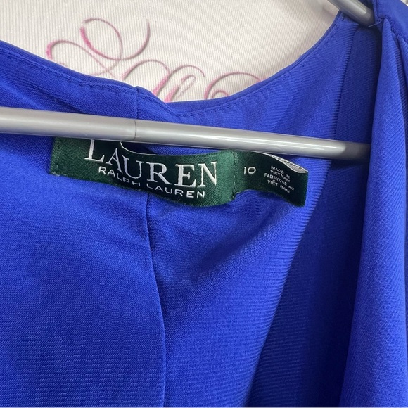 Ralph Lauren dress cinching swoop style Royal Blue Draped Midi Dress stunning - Picture 6 of 8